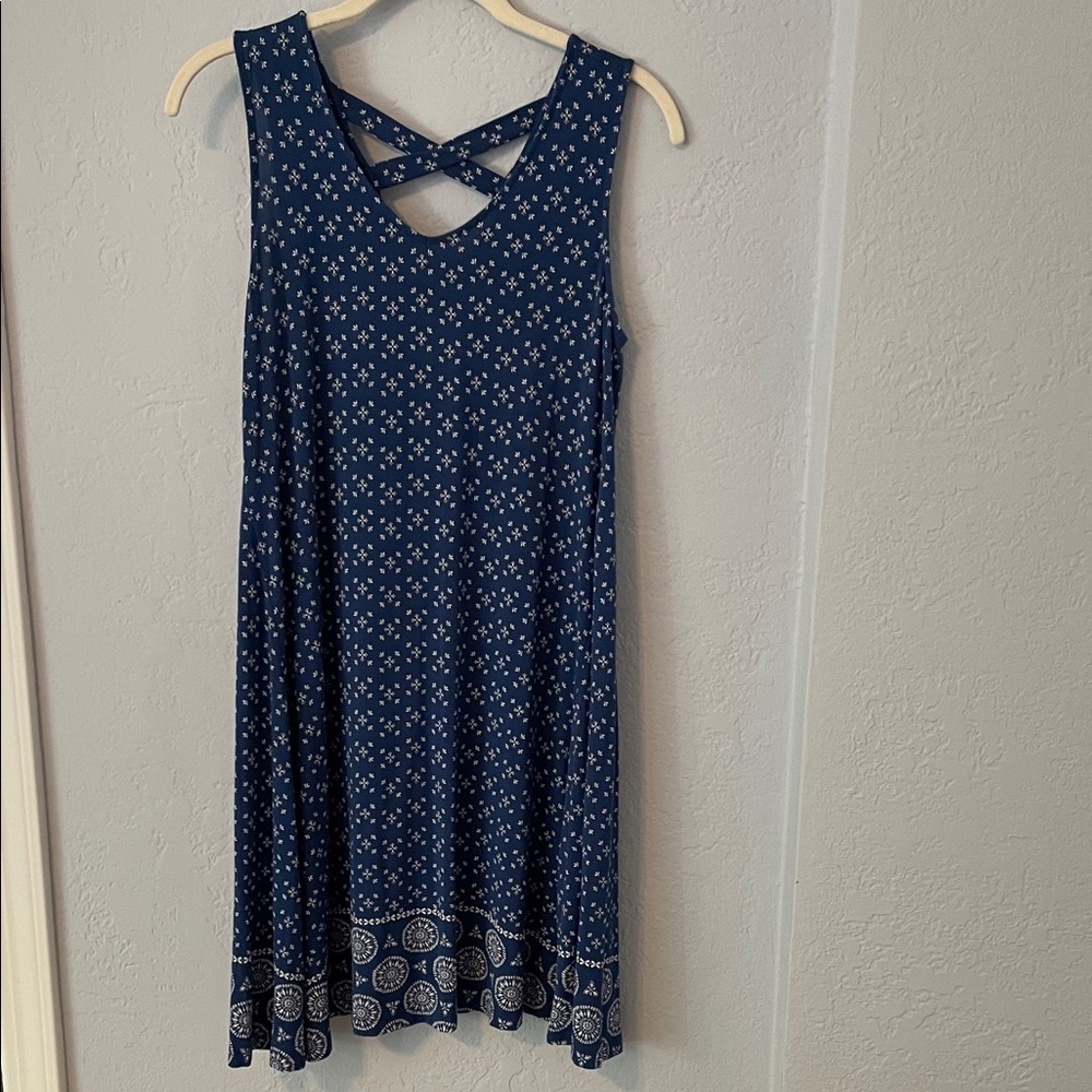 Style & Co. Blue and White Patterned Dress.